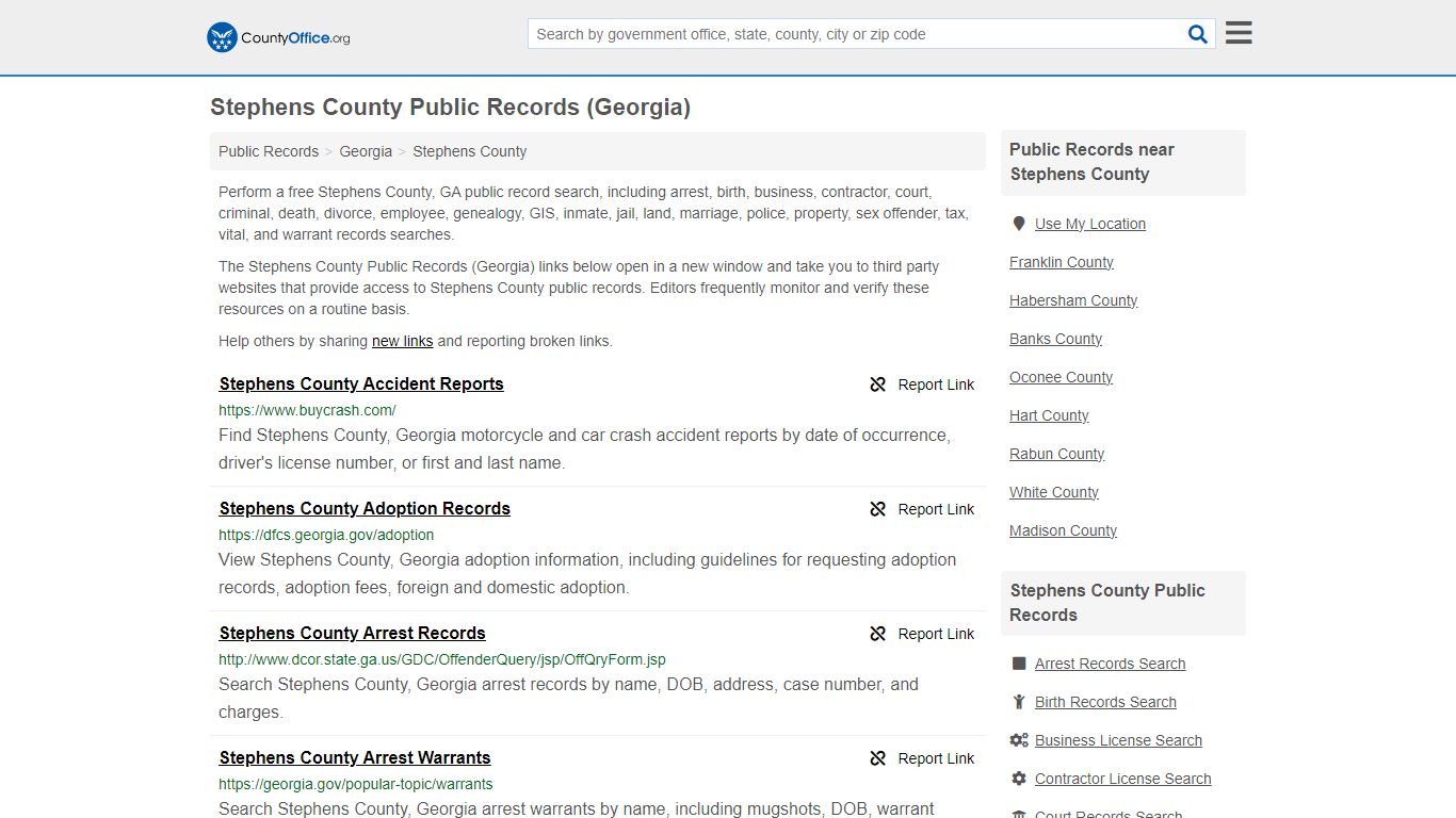 Public Records - Stephens County, GA (Business, Criminal, GIS, Property ...