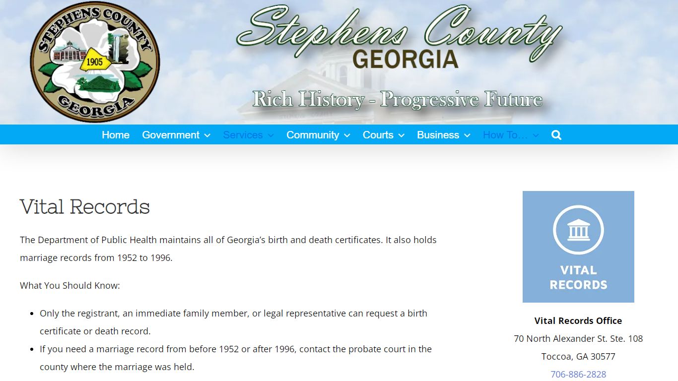 Vital Records – Stephens County Georgia | Official Site
